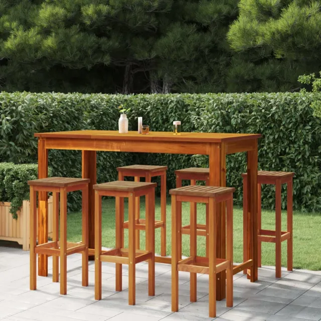 Ensemble de bar de jardin 7 pcs bois d'acacia solide
