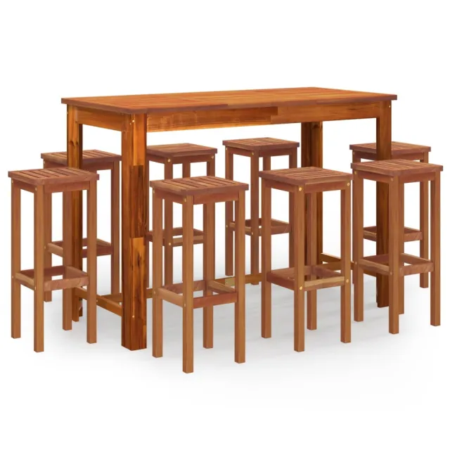 Ensemble de bar de jardin 9 pcs Bois d'acacia solide