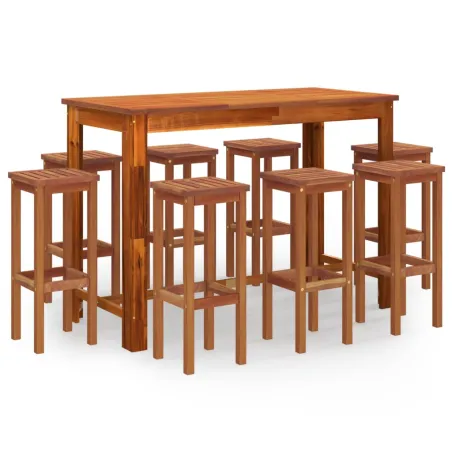 Ensemble de bar de jardin 9 pcs Bois d'acacia solide