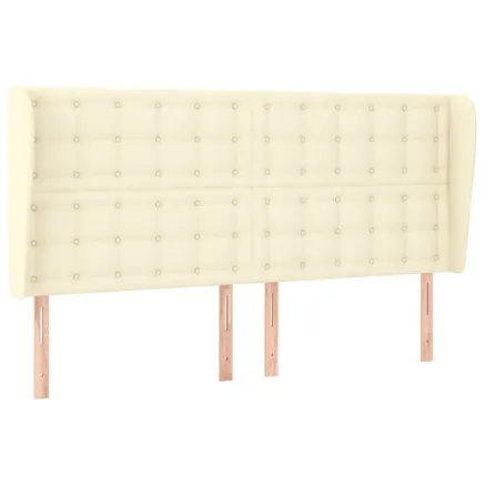 Tête de lit avec oreilles Crème 163x23x118/128 cm Similicuir 2