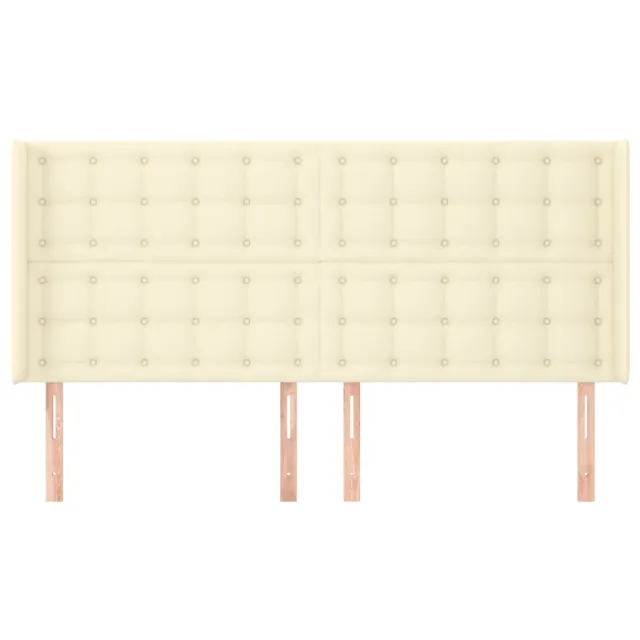 Tête de lit avec oreilles Crème 163x16x118/128 cm Similicuir