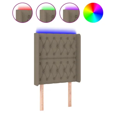 Tête de lit à LED Taupe 83x16x118/128 cm Tissu 2
