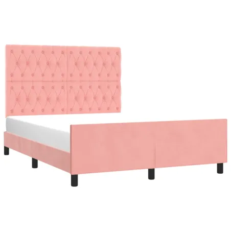 Cadre de lit sans matelas rose 140x190 cm velours