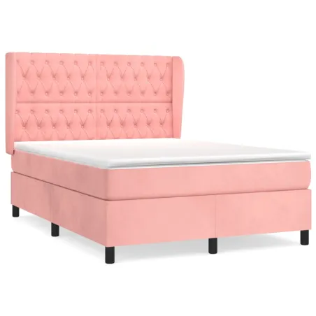 Sommier à lattes de lit avec matelas Rose 140x190 cm Velours