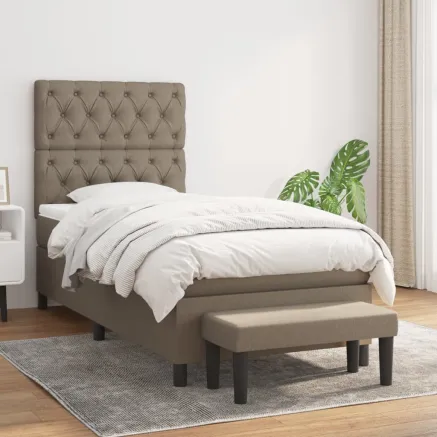 Sommier à lattes de lit avec matelas Taupe 80x200 cm Tissu