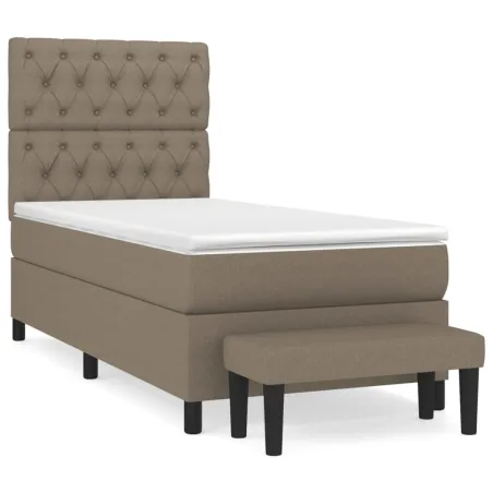 Sommier à lattes de lit avec matelas Taupe 80x200 cm Tissu