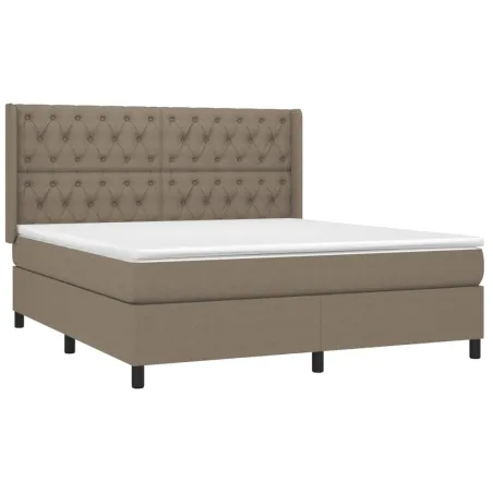 Sommier à lattes de lit matelas et LED Taupe 160x200 cm Tissu