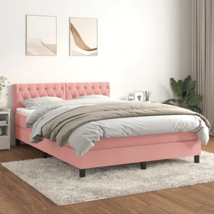 Sommier à lattes de lit avec matelas Rose 140x190 cm Velours