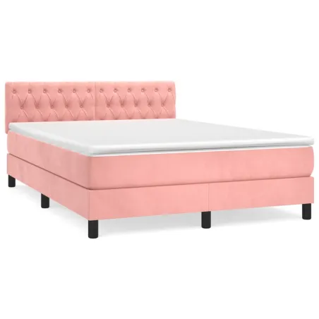 Sommier à lattes de lit avec matelas Rose 140x190 cm Velours