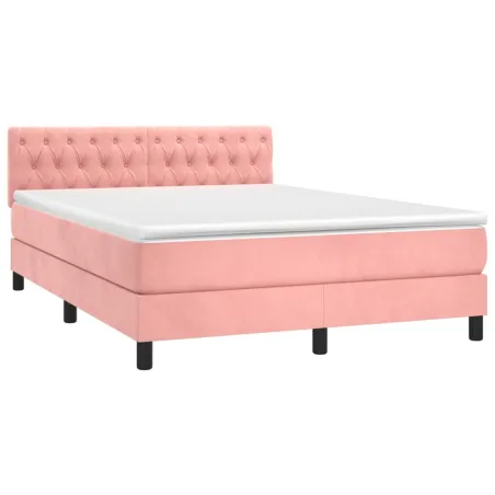 Sommier à lattes de lit avec matelas Rose 140x190 cm Velours