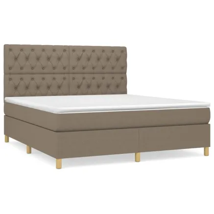 Sommier à lattes de lit avec matelas Taupe 160x200 cm Tissu 2