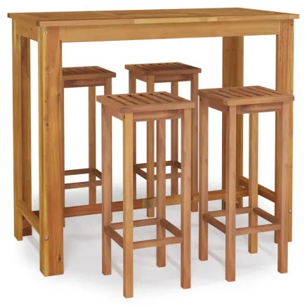 Ensemble de bar de jardin 5 pcs bois d'acacia solide 2
