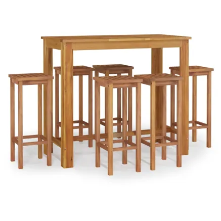 Ensemble de bar de jardin 7 pcs bois d'acacia solide 2