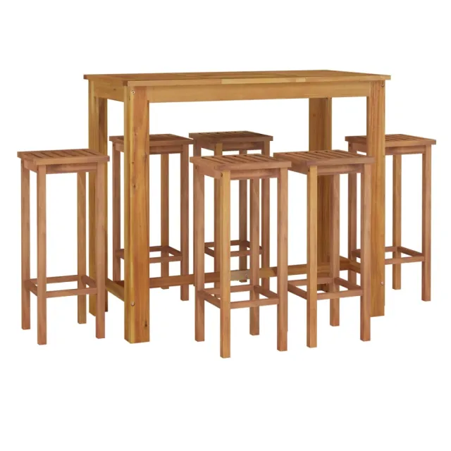 Ensemble de bar de jardin 7 pcs bois d'acacia solide