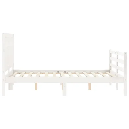 Cadre de lit sans matelas blanc bois massif
