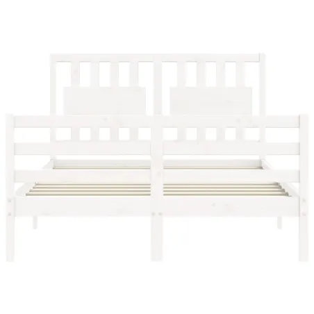 Cadre de lit sans matelas blanc bois massif