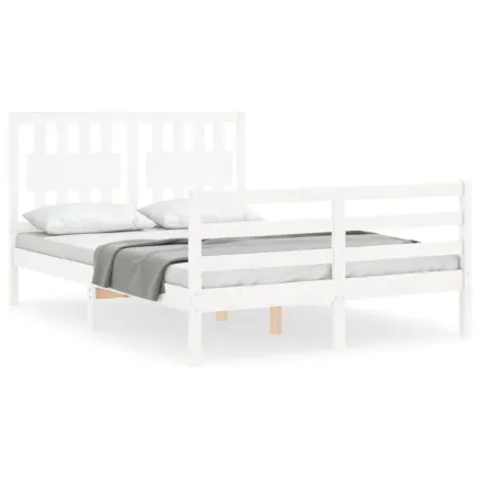 Cadre de lit sans matelas blanc 140x190 cm bois massif 2