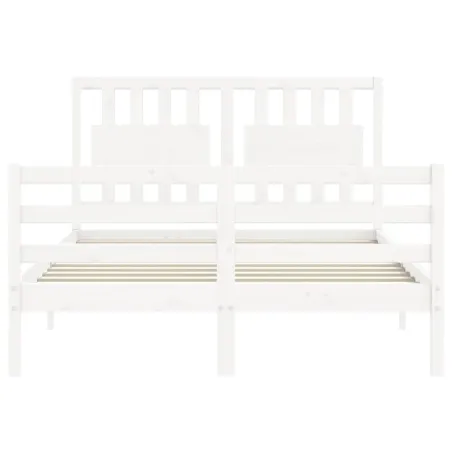 Cadre de lit sans matelas blanc 140x190 cm bois massif