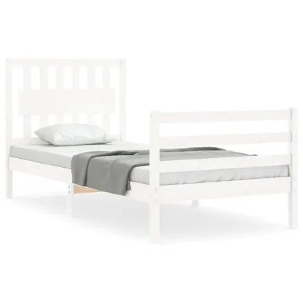 Cadre de lit sans matelas blanc 90x200 cm bois massif 2