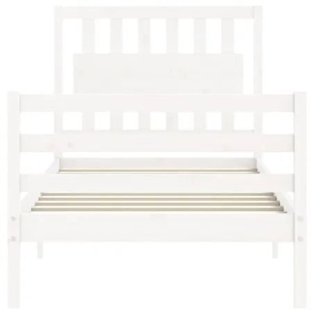 Cadre de lit sans matelas blanc 90x200 cm bois massif
