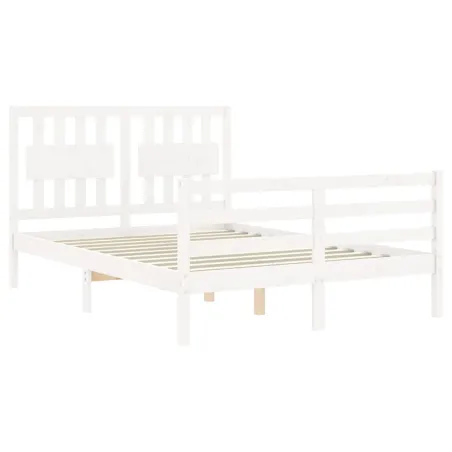 Cadre de lit sans matelas blanc 120x200 cm bois massif