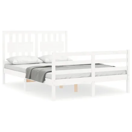 Cadre de lit sans matelas blanc 140x200 cm bois massif 2