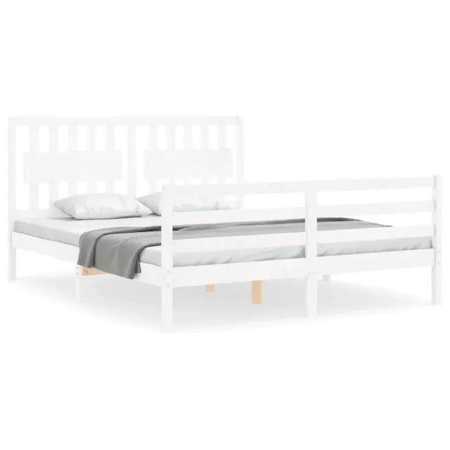 Cadre de lit sans matelas blanc bois de pin massif