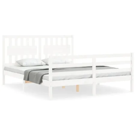 Cadre de lit sans matelas blanc bois de pin massif