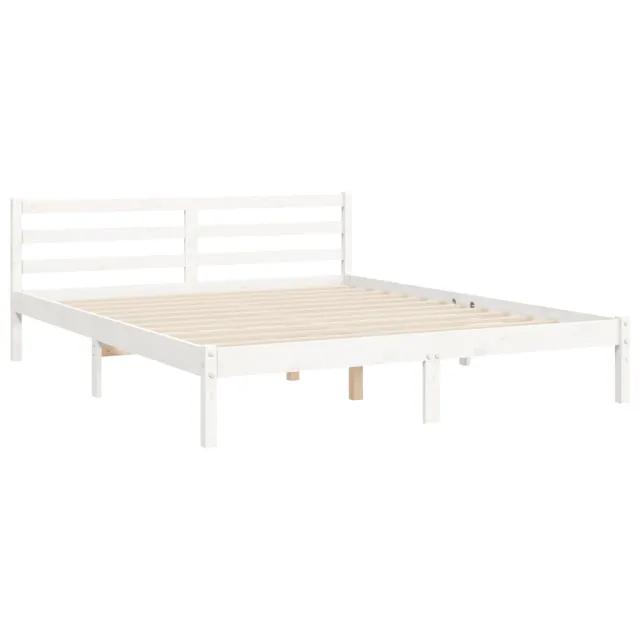 Cadre de lit sans matelas blanc bois de pin massif