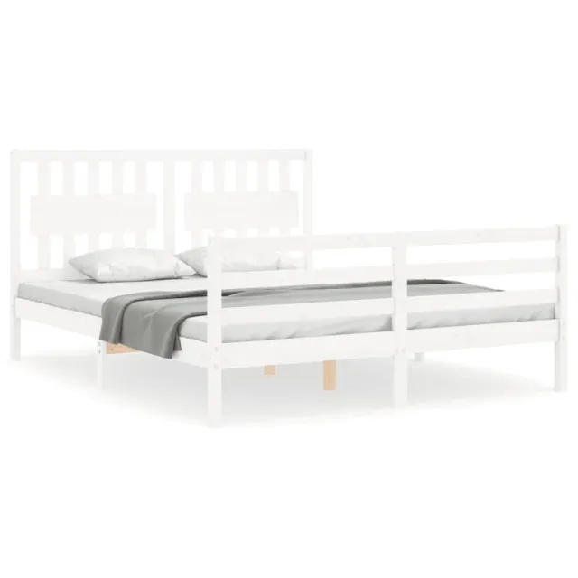 Cadre de lit sans matelas blanc 160x200 cm bois massif