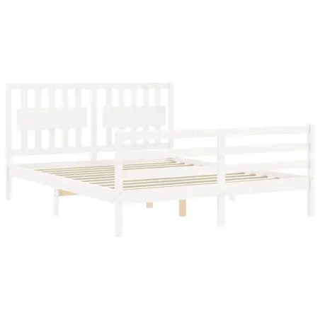 Cadre de lit sans matelas blanc 160x200 cm bois massif