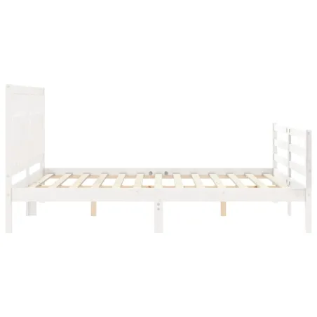 Cadre de lit sans matelas blanc 160x200 cm bois massif