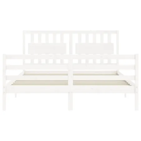 Cadre de lit sans matelas blanc 160x200 cm bois massif