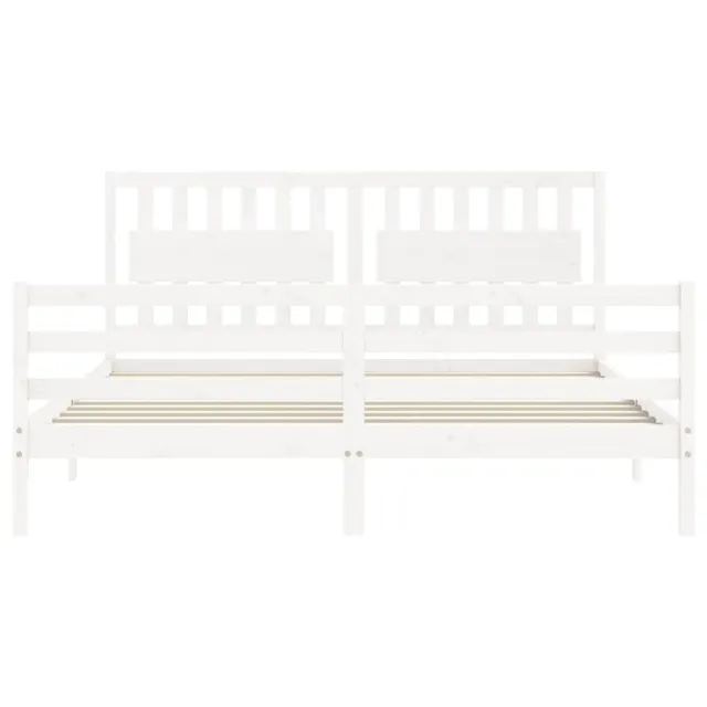 Cadre de lit sans matelas blanc bois massif