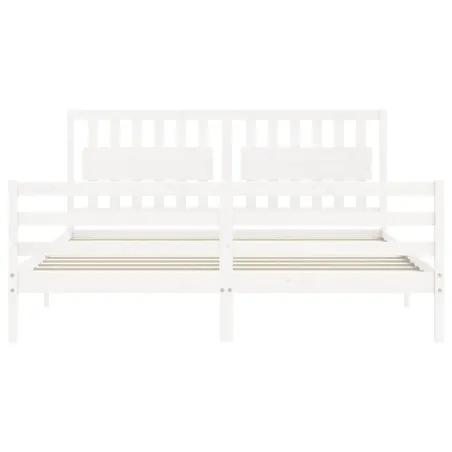 Cadre de lit sans matelas blanc bois massif