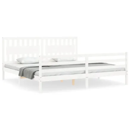 Cadre de lit sans matelas blanc 200x200 cm bois massif 2