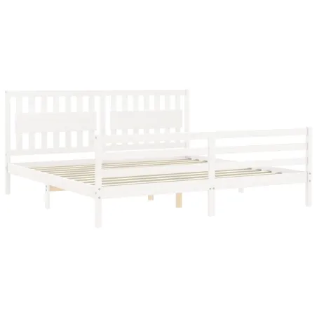 Cadre de lit sans matelas blanc 200x200 cm bois massif