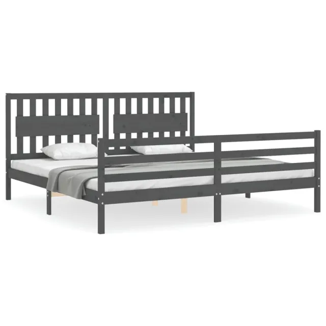 Cadre de lit sans matelas gris 200x200 cm bois massif