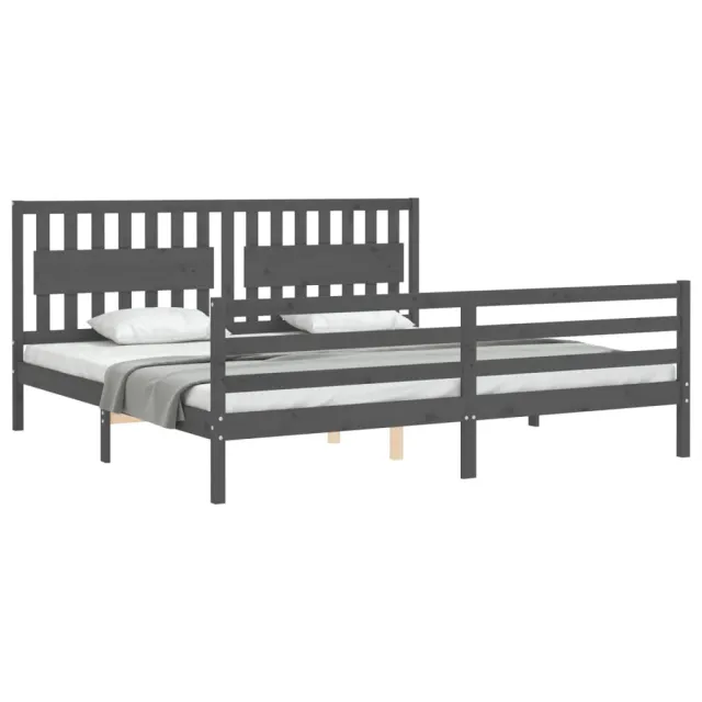 Cadre de lit sans matelas gris 200x200 cm bois massif