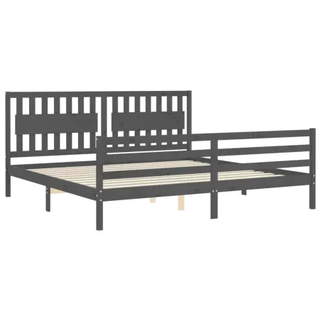 Cadre de lit sans matelas gris 200x200 cm bois massif