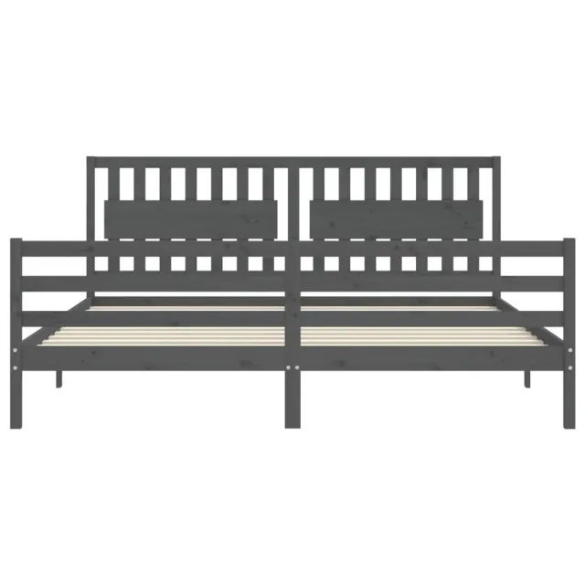 Cadre de lit sans matelas gris 200x200 cm bois massif