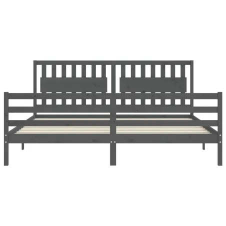 Cadre de lit sans matelas gris 200x200 cm bois massif