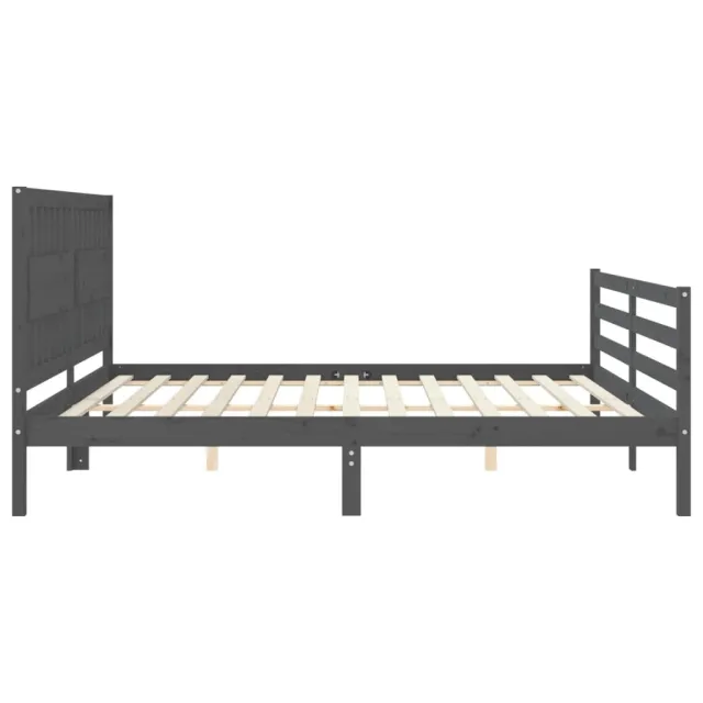 Cadre de lit sans matelas gris 200x200 cm bois massif