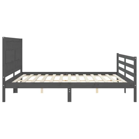 Cadre de lit sans matelas gris 200x200 cm bois massif