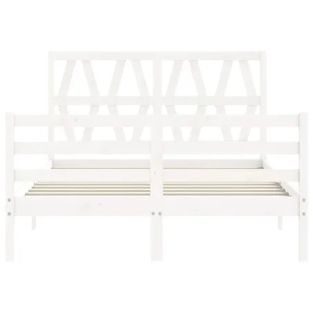 Cadre de lit sans matelas blanc bois massif