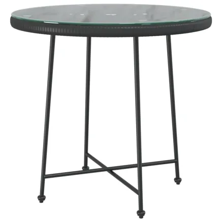 Table de salle à manger Noir Ø80 cm Verre trempé et acier 2