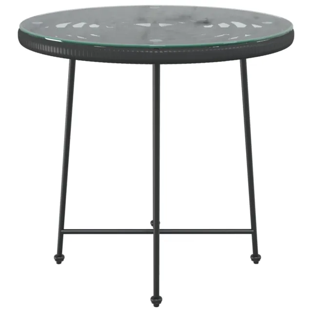 Table de salle à manger Noir Ø80 cm Verre trempé et acier