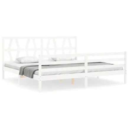 Cadre de lit sans matelas blanc 200x200 cm bois massif 2
