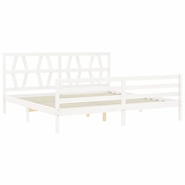 Cadre de lit sans matelas blanc 200x200 cm bois massif