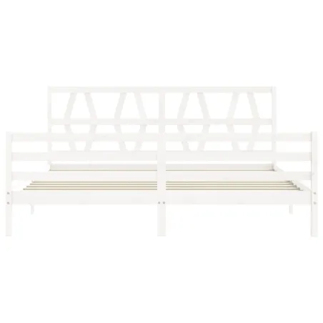 Cadre de lit sans matelas blanc 200x200 cm bois massif